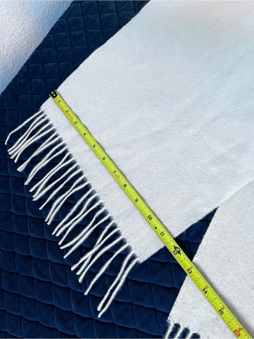 Soft Cream Fringe Tassel Scarf for Women Casual Fall Wear Width 11.5” Length 60”